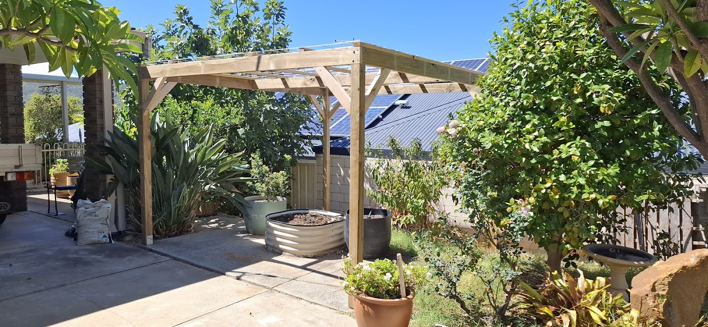 Timber pergola built in a Perth backyard